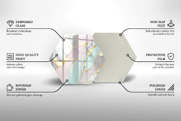 Skärbräda glas sexhörning Pastell marmor