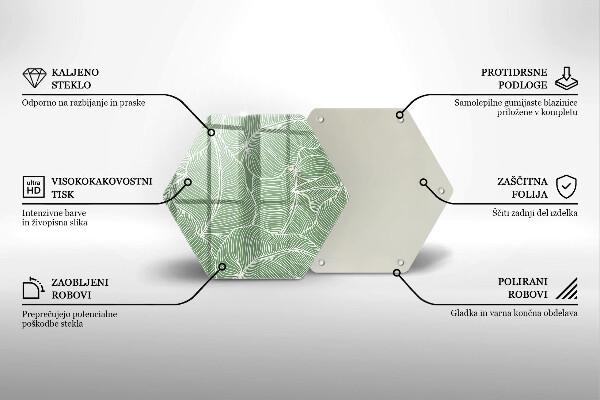 Skärbräda glas sexhörning Linjära blad