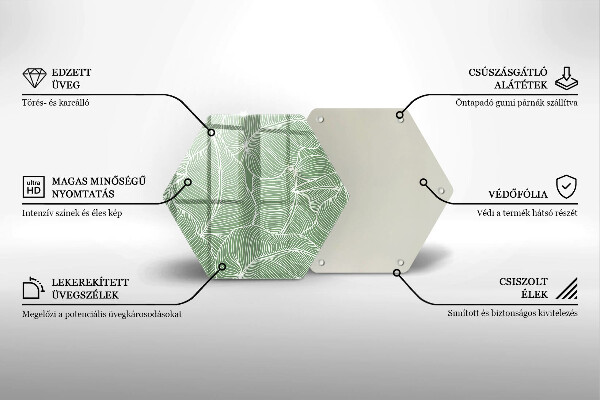 Skärbräda glas sexhörning Linjära blad