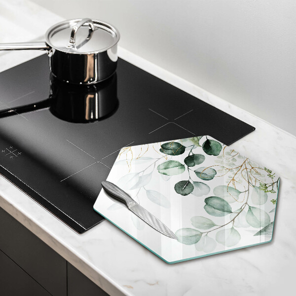 Skärbräda glas sexhörning Målade växter