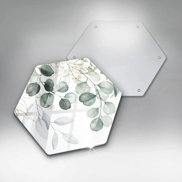 Skärbräda glas sexhörning Målade växter