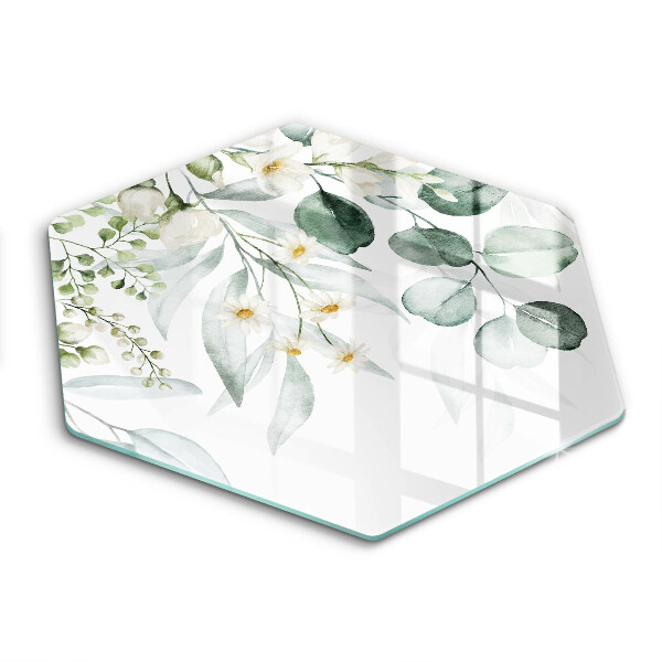 Skärbräda glas sexhörning Akvarellväxter