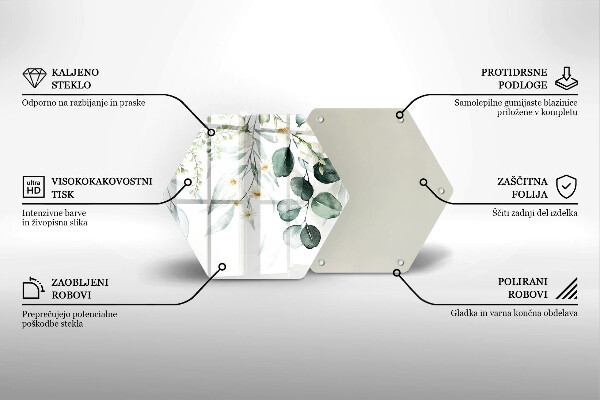 Skärbräda glas sexhörning Akvarellväxter