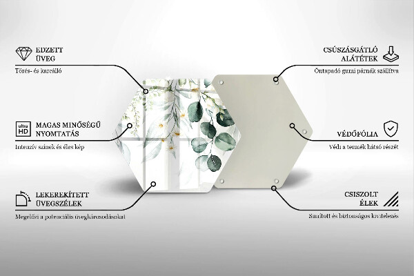 Skärbräda glas sexhörning Akvarellväxter
