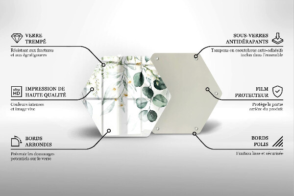 Skärbräda glas sexhörning Akvarellväxter