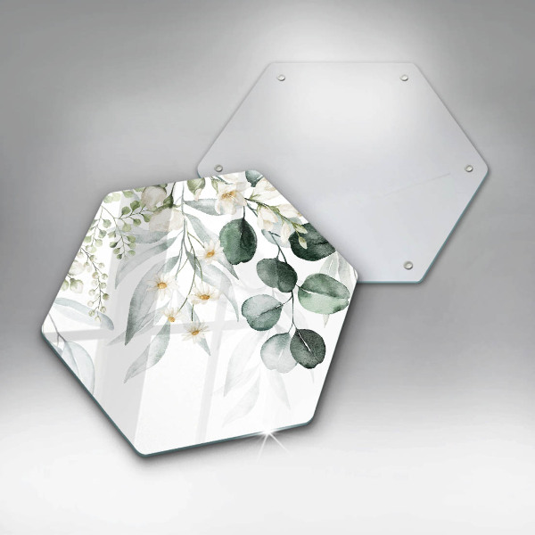 Skärbräda glas sexhörning Akvarellväxter