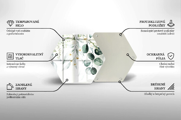Skärbräda glas sexhörning Akvarellväxter