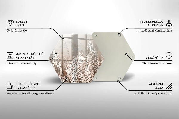 Skärbräda glas sexhörning Boho vegetation löv