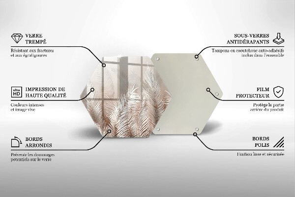 Skärbräda glas sexhörning Boho vegetation löv