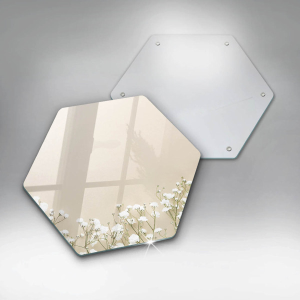 Skärbräda glas sexhörning Bohoblommor i gips