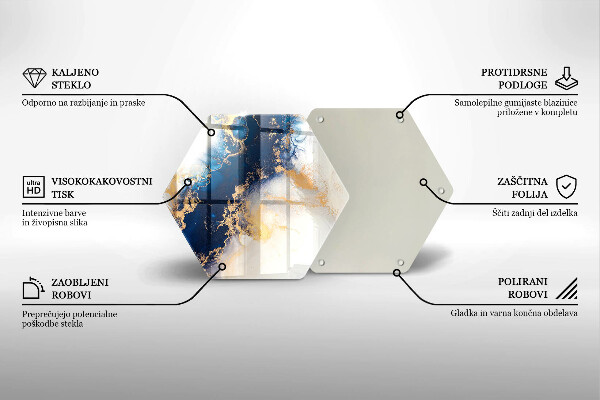 Skärbräda glas sexhörning Abstraktion med blått