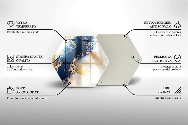 Skärbräda glas sexhörning Abstraktion med blått