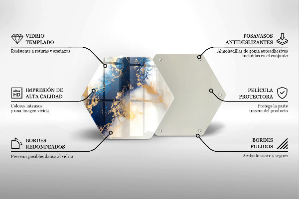 Skärbräda glas sexhörning Abstraktion med blått