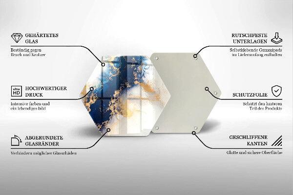 Skärbräda glas sexhörning Abstraktion med blått