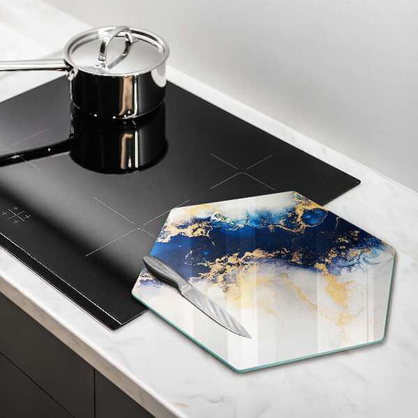 Skärbräda glas sexhörning Abstraktion med blått