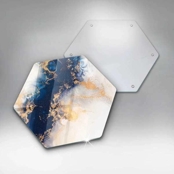 Skärbräda glas sexhörning Abstraktion med blått