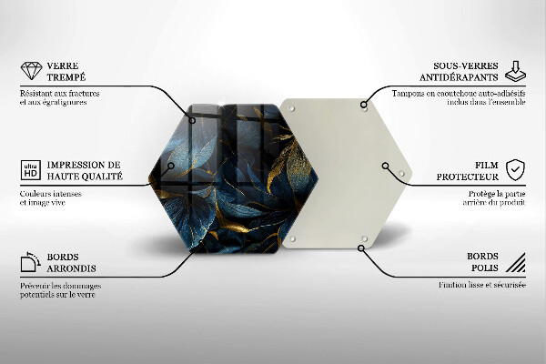 Skärbräda glas sexhörning Dekorativa blad med guld