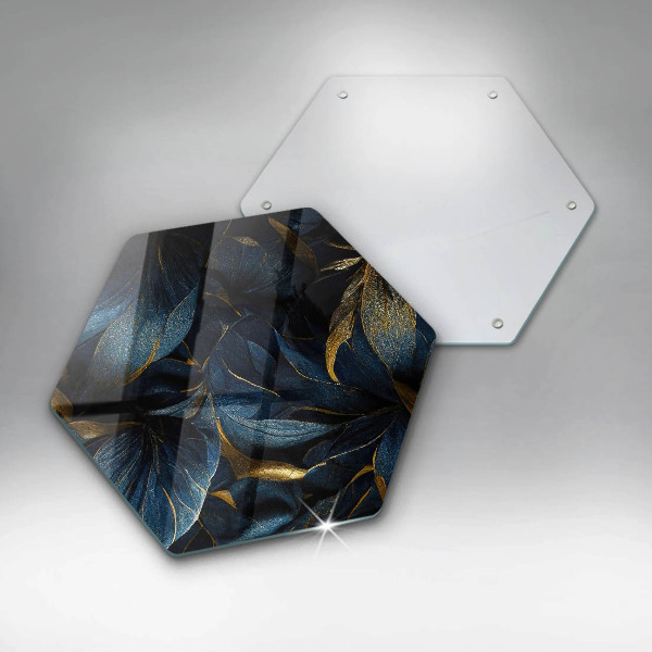 Skärbräda glas sexhörning Dekorativa blad med guld