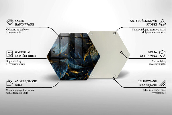 Skärbräda glas sexhörning Dekorativa blad med guld