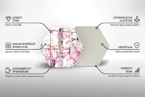 Skärbräda glas sexhörning Pionbukett