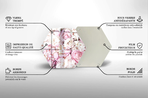 Skärbräda glas sexhörning Pionbukett
