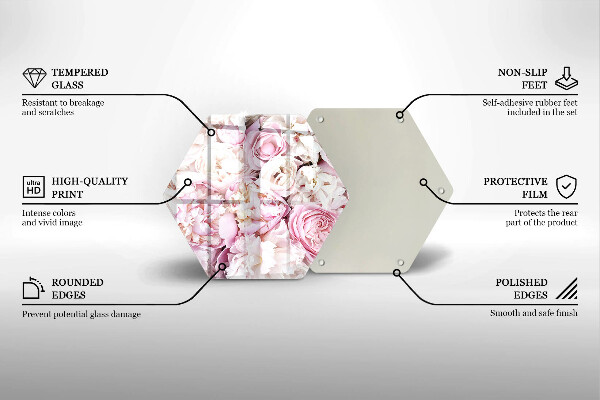 Skärbräda glas sexhörning Pionbukett