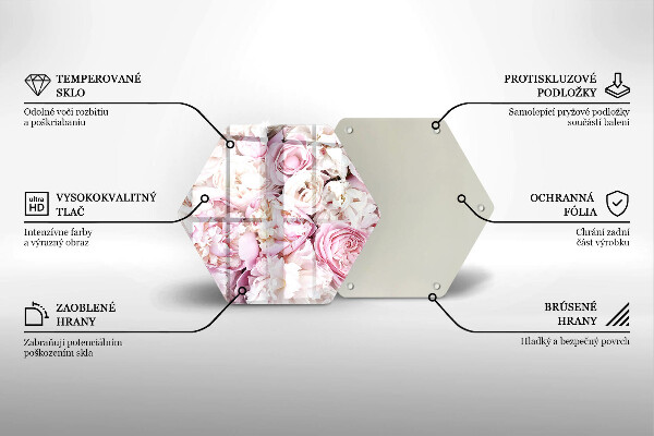 Skärbräda glas sexhörning Pionbukett