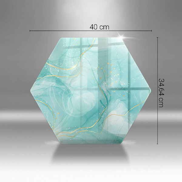 Skärbräda glas sexhörning Blå och guld abstraktion