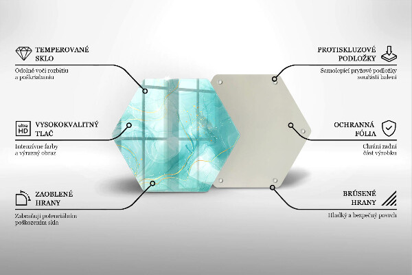 Skärbräda glas sexhörning Blå och guld abstraktion