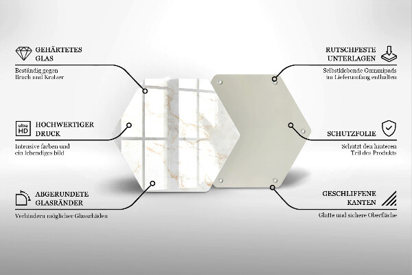 Skärbräda glas sexhörning Elegant marmorsten