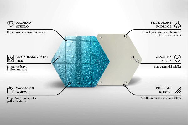 Skärbräda glas sexhörning Vattendroppar