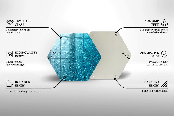 Skärbräda glas sexhörning Vattendroppar