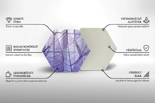 Skärbräda glas sexhörning Blad med ådror