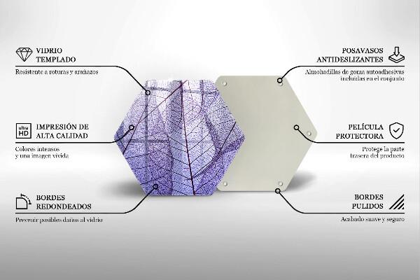 Skärbräda glas sexhörning Blad med ådror
