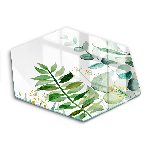 Skärbräda glas sexhörning Växtblad illustration