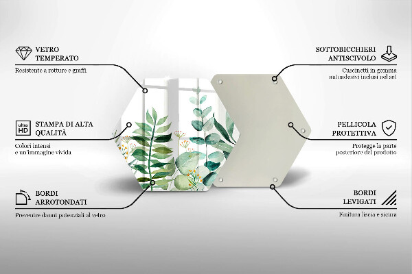 Skärbräda glas sexhörning Växtblad illustration