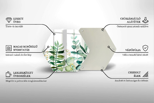 Skärbräda glas sexhörning Växtblad illustration