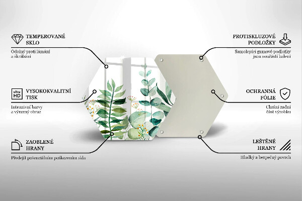 Skärbräda glas sexhörning Växtblad illustration
