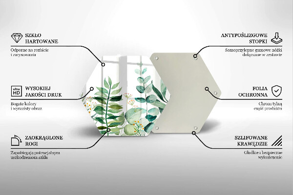 Skärbräda glas sexhörning Växtblad illustration