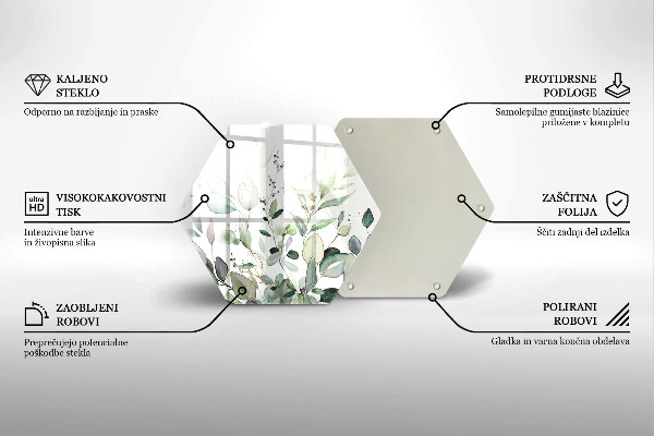 Skärbräda glas sexhörning Akvarellväxter