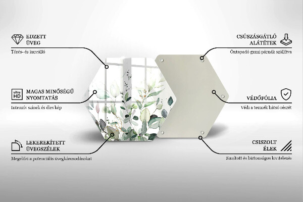 Skärbräda glas sexhörning Akvarellväxter