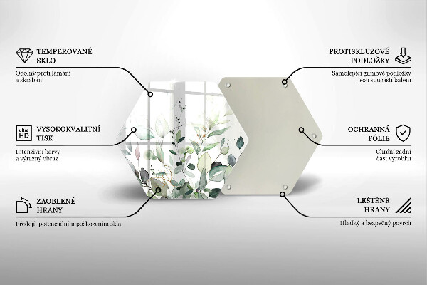 Skärbräda glas sexhörning Akvarellväxter