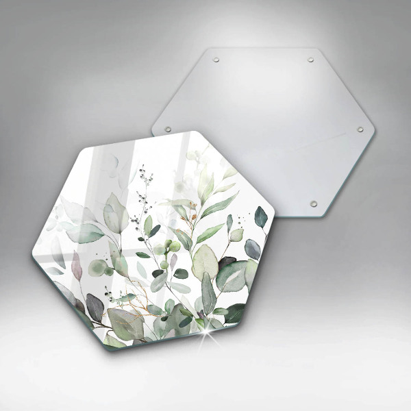 Skärbräda glas sexhörning Akvarellväxter
