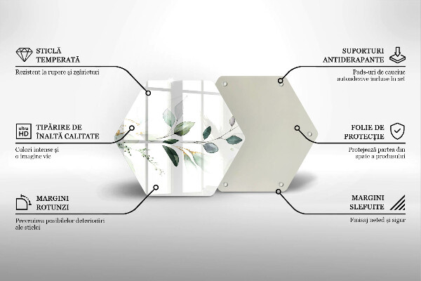 Skärbräda glas sexhörning Akvarell blad