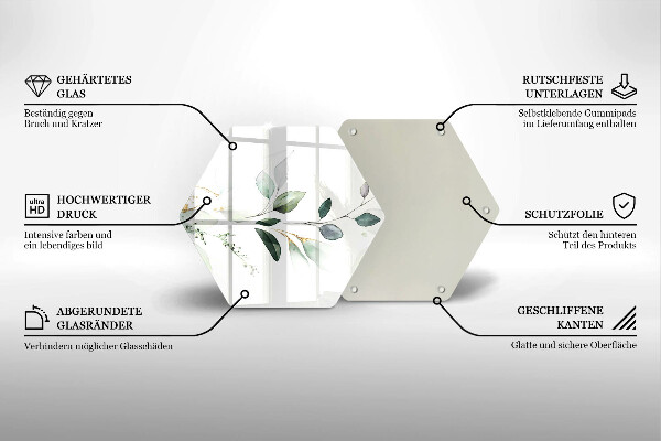 Skärbräda glas sexhörning Akvarell blad