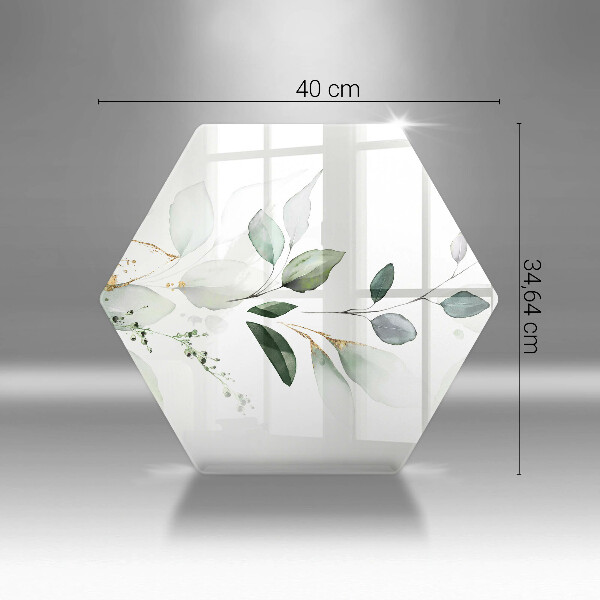 Skärbräda glas sexhörning Akvarell blad