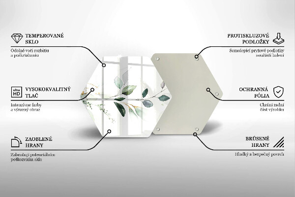 Skärbräda glas sexhörning Akvarell blad