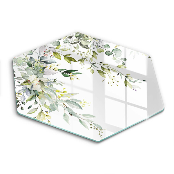Skärbräda glas sexhörning Dekorativa blad och blommor