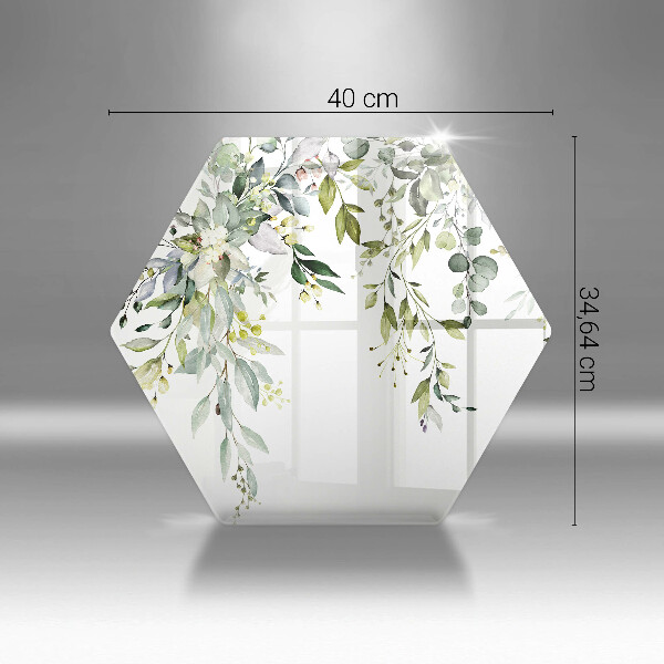 Skärbräda glas sexhörning Dekorativa blad och blommor