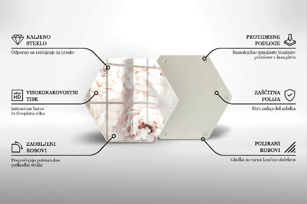 Skärbräda glas sexhörning Pastellpioner